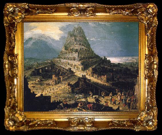 framed  Johann Peter Hasenclever The Construction of the Tower of Babel, ta009-2